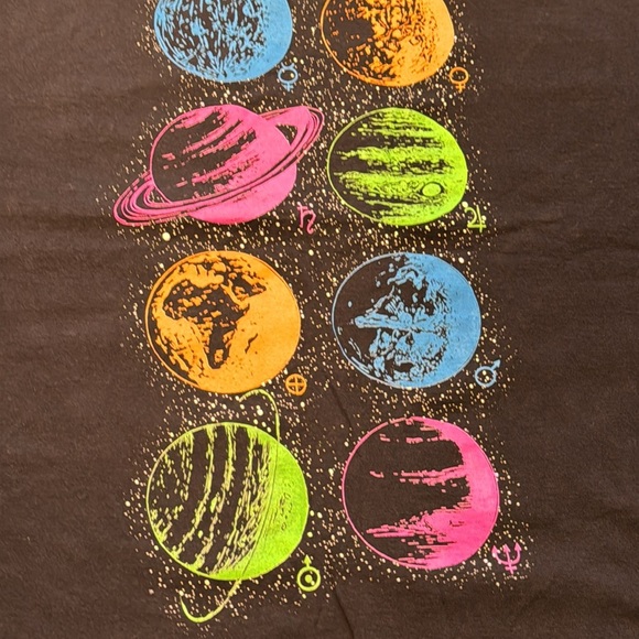 VTG FOTL Fruit of The Loom Black Graphic Tee Planet Design Solar System Large - Picture 2 of 8